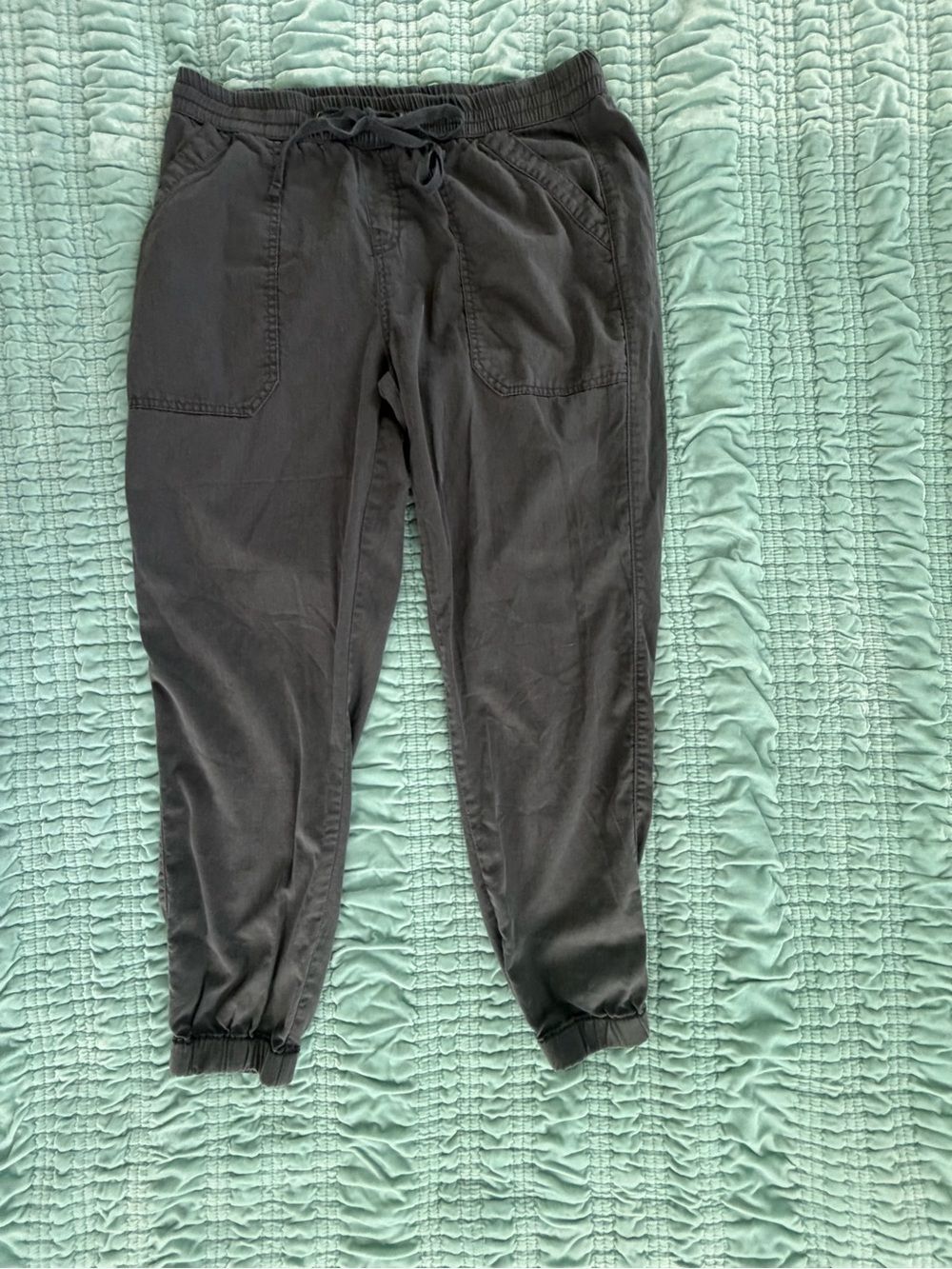 Women's Black Drawstring Jogger Pants - Relaxed Track Style-L